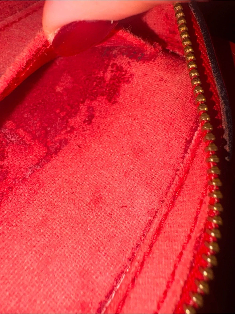 Louis Vuitton Red Epi Leather Dauphine PM Cosmetic Pouch Vintage